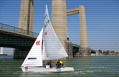 Sailboat passing Kingsferry Bridge