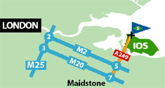Map showing access from London and Maidstone